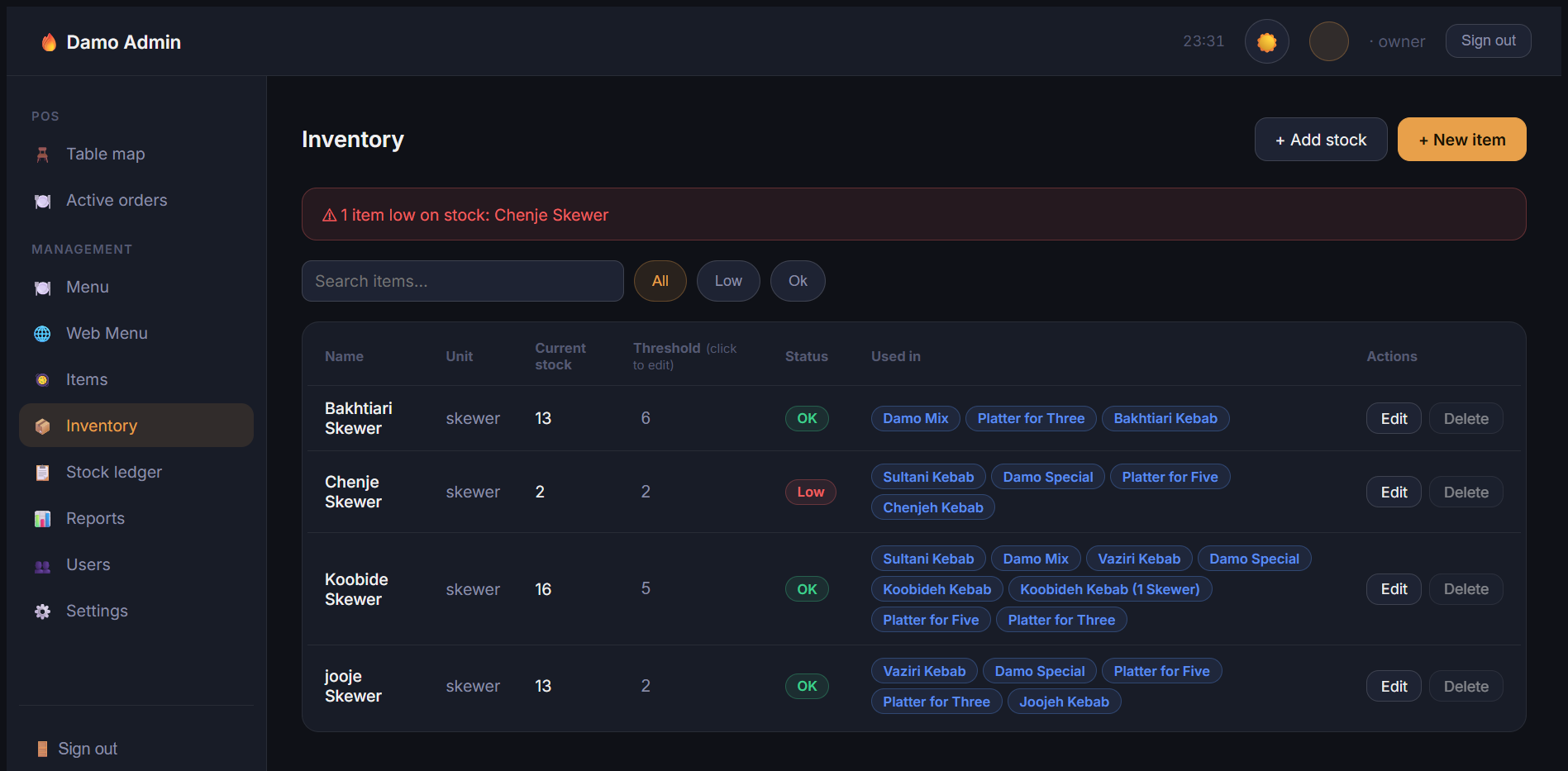 Restaurant POS and Multilingual Menu System (Django REST + Next.js)